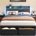 Queen Bed Frame with Storage Headboard,Charging Station,2 Drawers