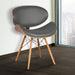 Cassie Dining Chair in Grey Faux Leather and Walnut Wood Finish, Gray/Walnut Finish, 20D X 21W X 31H In