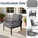Aluminum Patio Furniture Set with round Coffee Tables, 5-Seat Outdoor Sectional Furniture W/5.1" Cushions, Patio Conversation Set for Porch, Backyard, Poolside-Grey