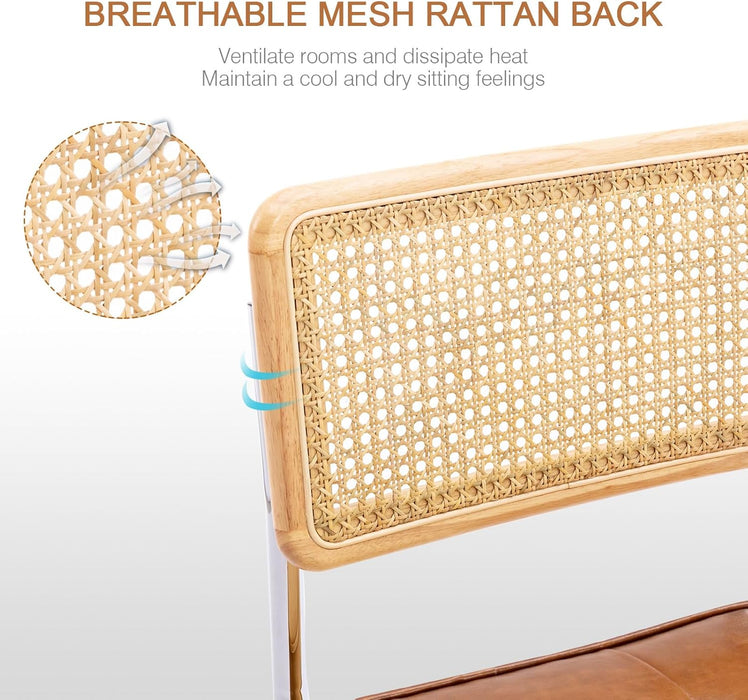 Natural Rattan Dining Chairs Set of 2, Modern Cesca Kitchen Chair