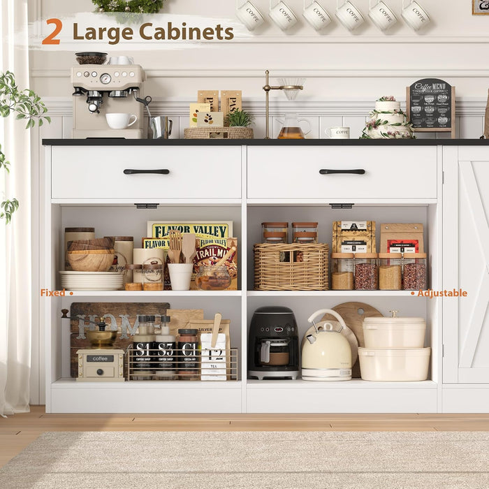 71" W Kitchen Buffet Cabinet with Storage, Large Coffee Bar Cabinet