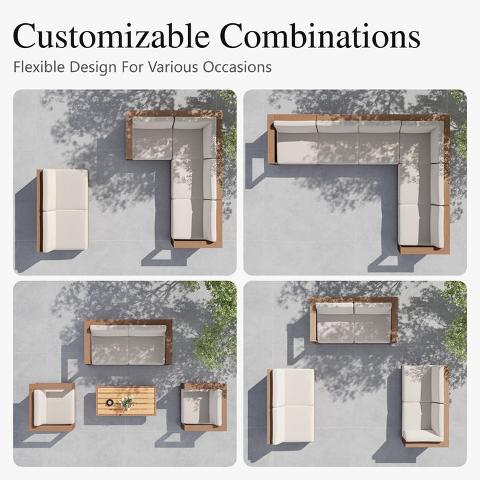 HDPE Patio Furniture Set, 6 Pieces L Shaped Sectional