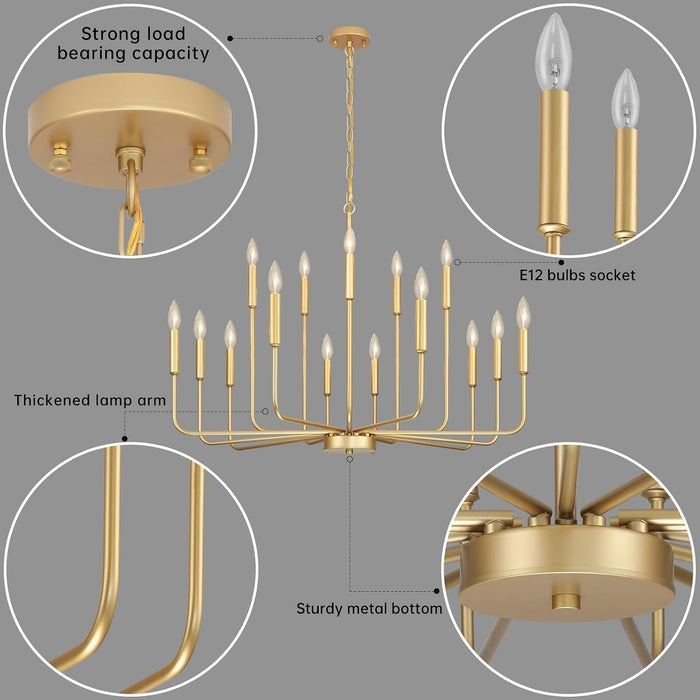 Gold Chandeliers for Dining Room Light Fixture，D40 Inch