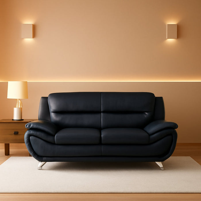 Leather Couches for Living Room, Living Room Couch Set, Sofa for Bedroom, Apartment, Living Room Furniture Sets (B-Leather Black, Sofa+Loveseat)