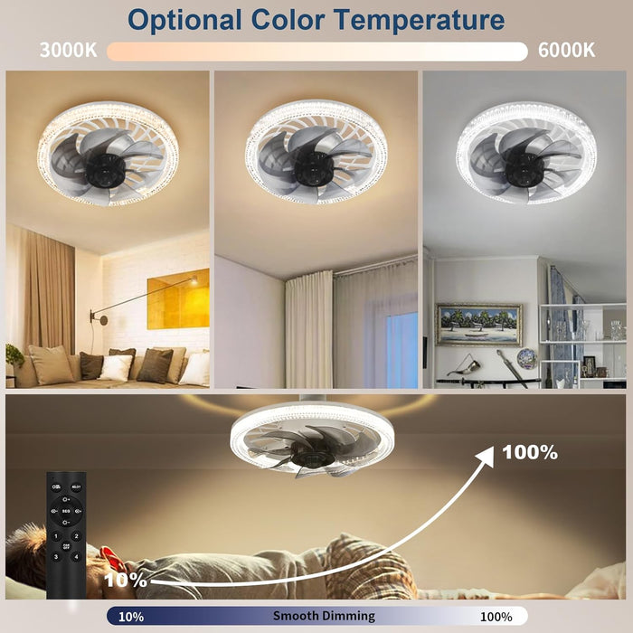 Socket Ceiling Fans with Lights and Remote Wireless Modern Fandelier Screw in Ceiling Fan in Light Socket, 3000K-6000K, Dimmable, 4 Speeds, with Extender Socket