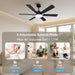 52Inch Black Ceiling Fan With DimmableLED MemoryFunction