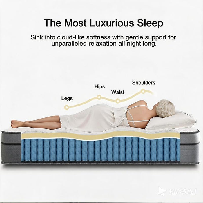 10 Inch Queen Size Mattress in a Box, Pocket Spring Queen Bed Mattress Soft Comfort, 60X80 Inch Queen Mattress