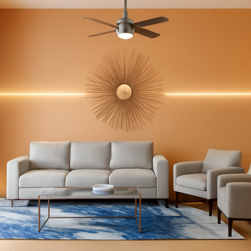 Fan Dempsey Low Profile Ceiling Fans with Lights and Remote, Flush Mount Ceiling Fan with Lights, Metal, Brushed Nickel Finish, 44 Inch LED