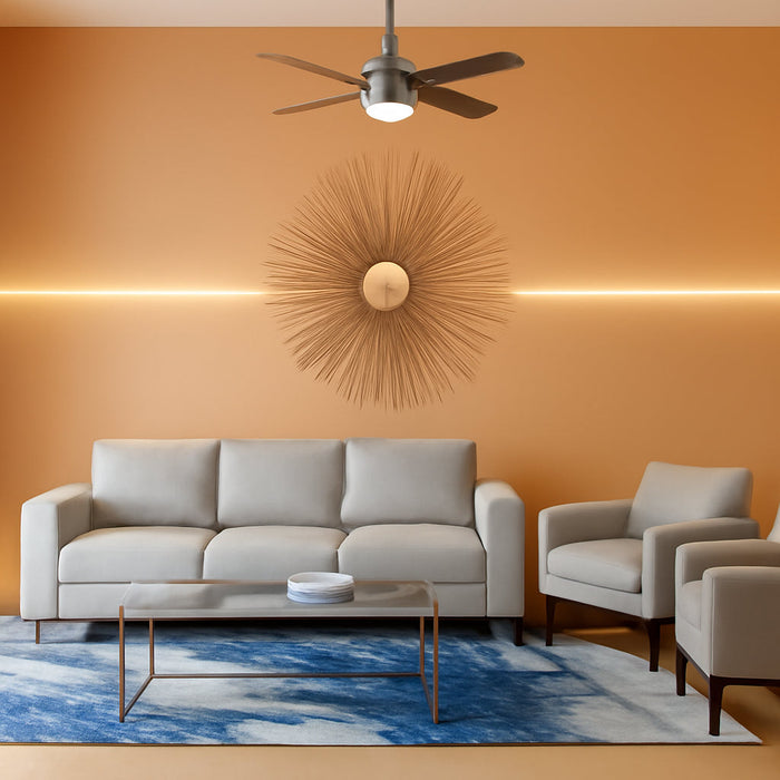 Fan Dempsey Low Profile Ceiling Fans with Lights and Remote, Flush Mount Ceiling Fan with Lights, Metal, Brushed Nickel Finish, 44 Inch LED