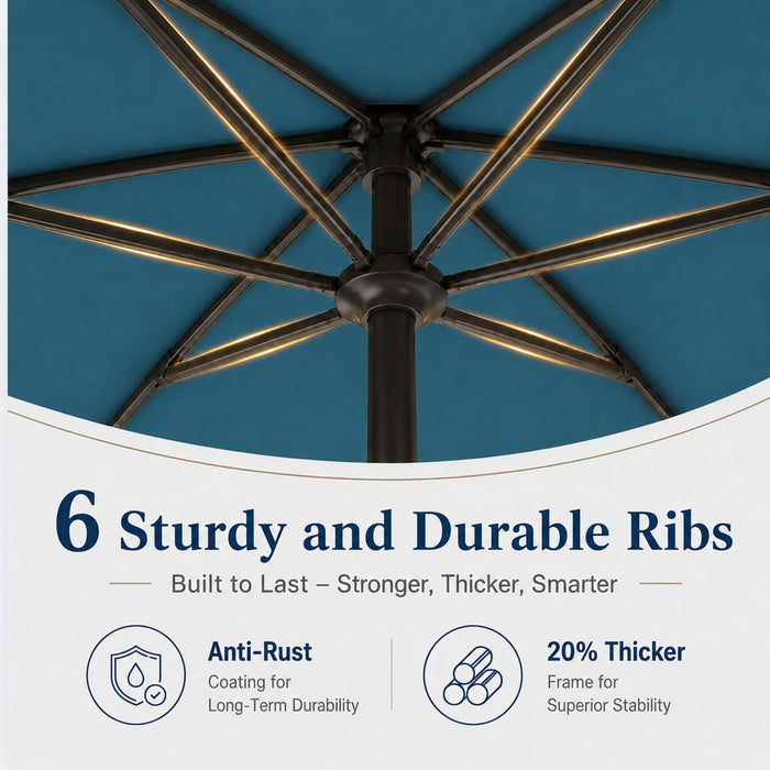 7.5Ft Patio Umbrella, Outdoor Table Market Umbrella with Smooth Crank Lift, 6 Windproof Fiberglass Ribs, UPF50+ UV Protection for Deck, Pool, Garden and Backyard