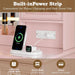 Vanity Desk with Lights, Large LED Mirror with 3 Color Modes, Makeup Vanity with Power Outlet & USB Ports, 6 Drawers & 2 RGB Glass Cabinets, Farmhouse Dressing Table for Women & Girls (Pink)
