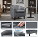 Gray Faux Leather Sophisticated Barrel Chairs Pair