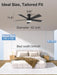 42In Smart Ceiling Fans with Lights Remote,Control via Voice Alexa App,Quiet DC Motor,Flush Mount Low Profile Ceiling Fan for Modern Bedroom,Patio,Outdoor Indoor,Black&Brown,6 Speed,Dimmable,5 Blade