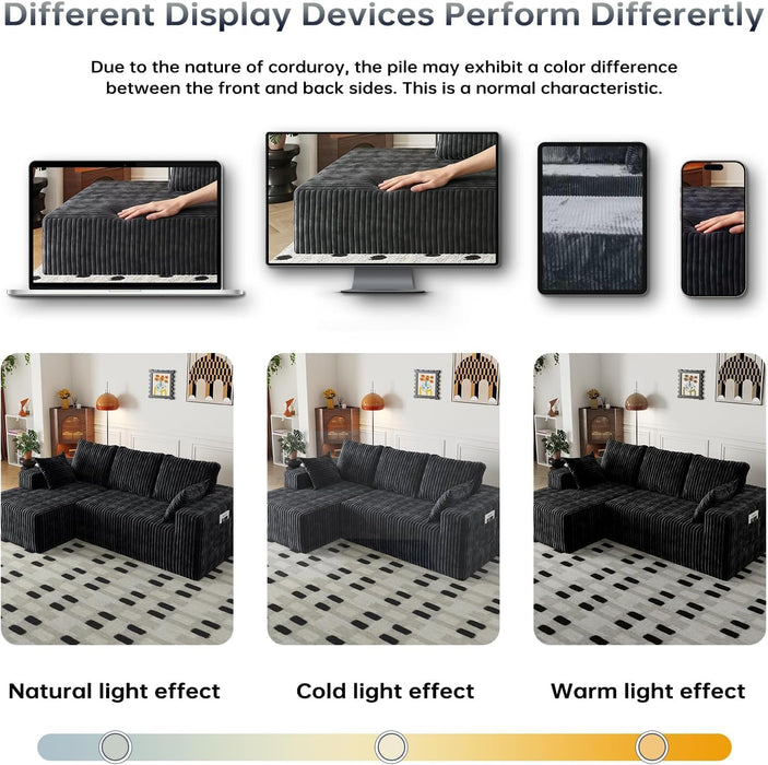 NinetySixInch Configurable Modular Sectional Sofa Memory Foam