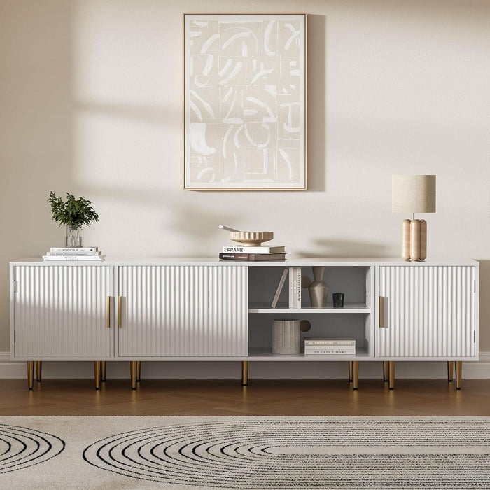 TV Consoles for Living Room, TV Stand with Storage, Entertainment Center for up to TV 71",Modern Television Stands,Tv Cabinet, TV Table for 50/60/70/80 Inch TV for Living Room, Bedroom, White