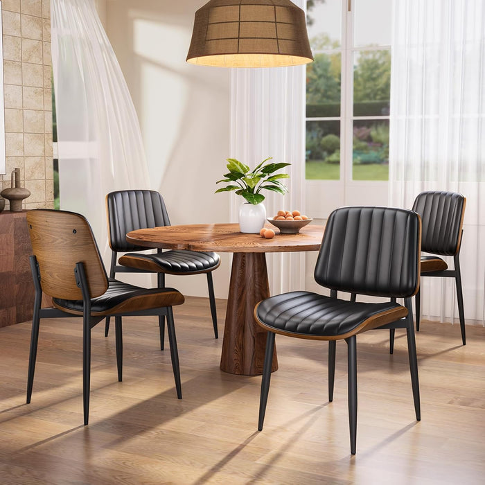 Dining Chairs Set of 2, Mid Century Modern PU Leather Kitchen Chairs
