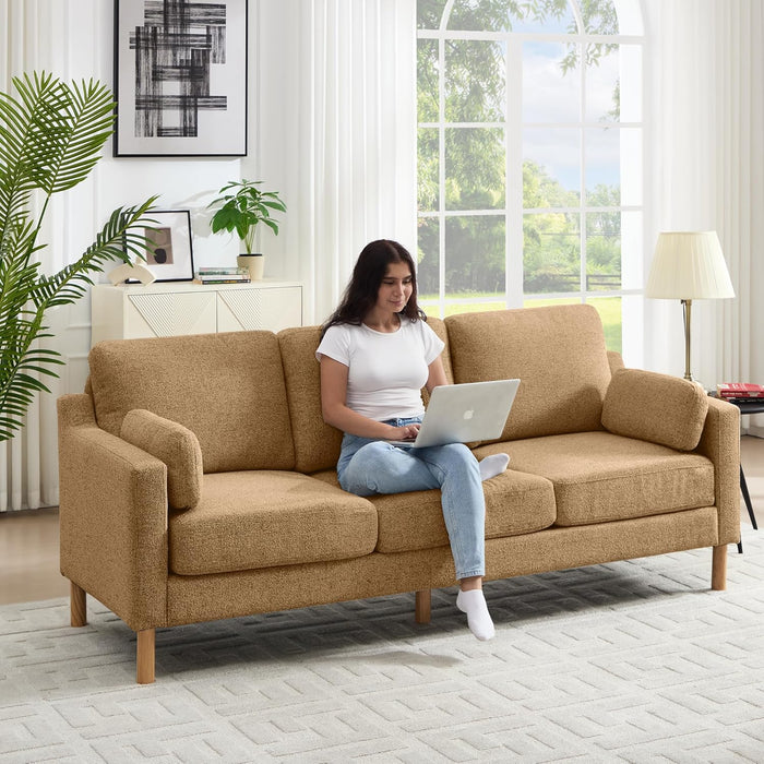 Ginger LinenFabric 83.5 Inches DeepSeat Upholstered Sofa