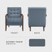 Blue Premium Genuine Leather Tufted Upholstered Chair