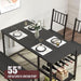 55-Inch Dining Table Set for 4 with Bench, Wine Rack, Black