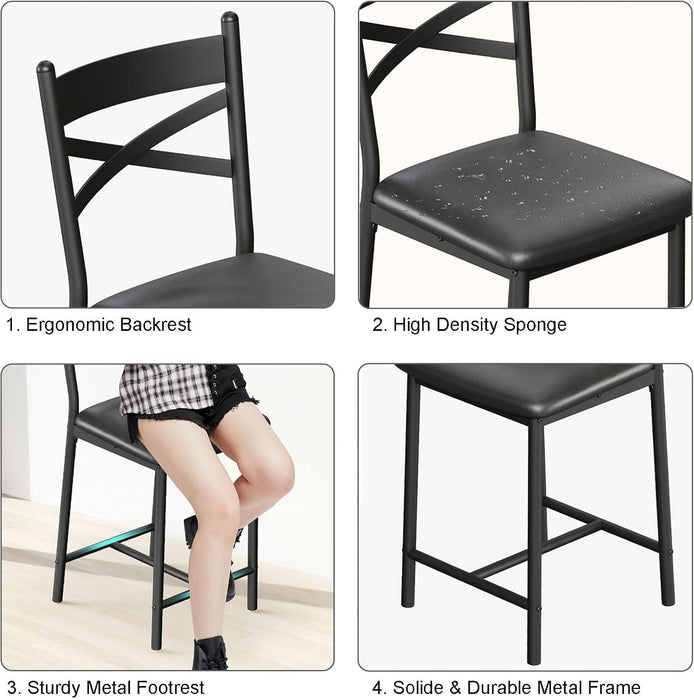 26'' Bar Stools Set of 4, Counter Stools with Back & Thick Cushion