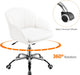 White Desk Chair Petal Cute Office Chair Faux Leather Swivel Desk Chair Vanity Chair with Back Modern Computer Rolling Chair for Bedroom
