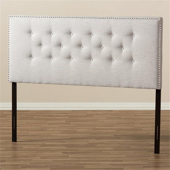 Windsor Tufted King Panel Headboard in Grayish Beige