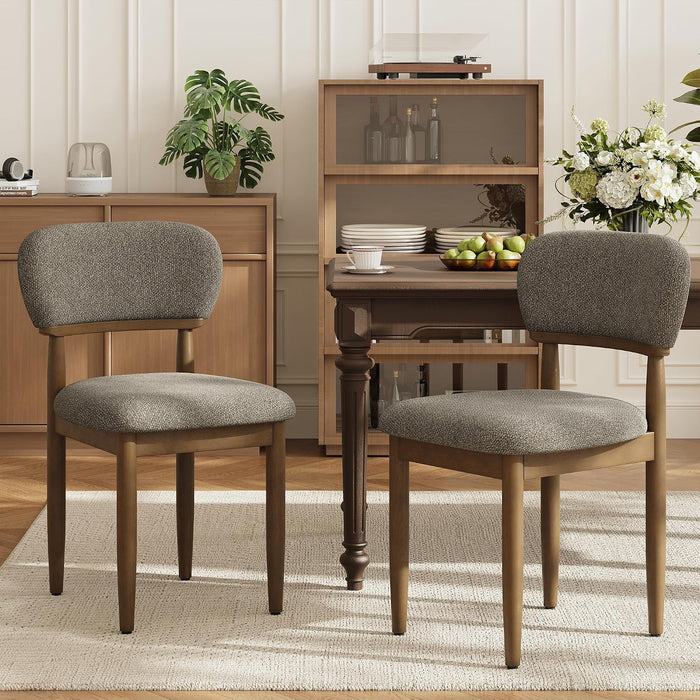 Upholstered Dining Chairs Set of 2, Walnut Dining Chairs, Camel