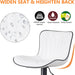 White Bar Stools Set of 2 Modern Kitchen Counter Height Bar Chair with Back Swivel Adjustable Faux Leather Upholstered Barstools for Breakfast Island Tall 300LBS