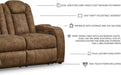 Wolfridge Contemporary Faux Leather Power Reclining Sofa with Drop down Table, LED Lights, Electrical Outlet, Wireless Charging, USB Ports and Cup Holders, Light Brown