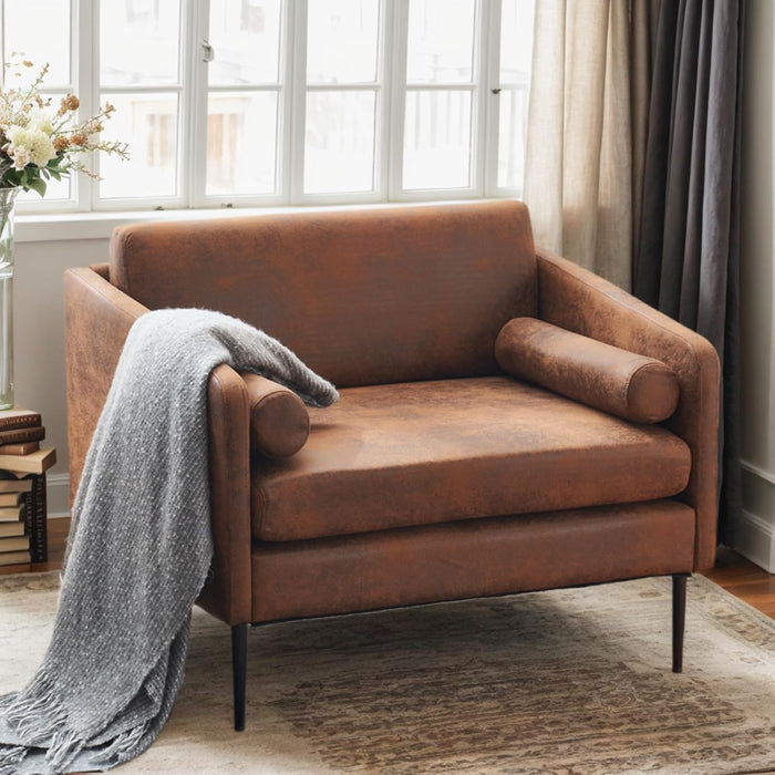 Oversized Bronzing Upholstery Club Chair Metal Legs