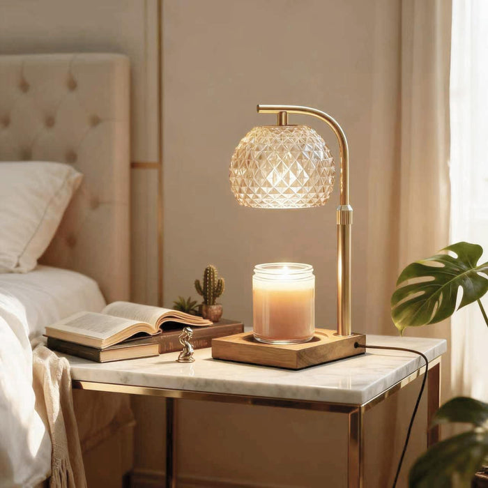 Candle Warmer Lamp with Timer, Dimmable Electric Candles Warmer Adjustable Height, Top Candle Melter Lamp for Scented Jar Candles, Clear, Gifts for Mom Women