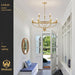 30Inch Crystal GoldTone Chandelier Nine Light Fixture