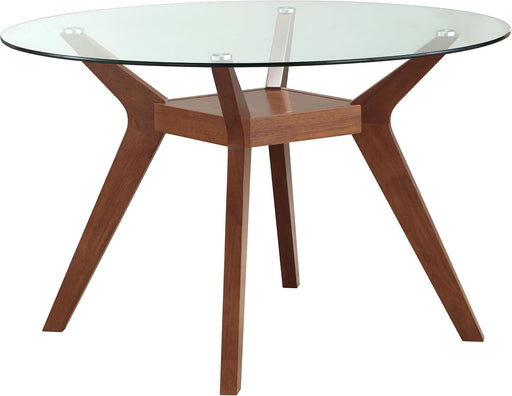 FortyEightInch Tempered Glass Round Dining Table NutmegFinish
