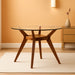 FortyEightInch Tempered Glass Round Dining Table NutmegFinish