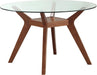 FortyEightInch Tempered Glass Round Dining Table NutmegFinish