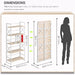 Folding Industrial Bookshelf 51 Inch Natural White