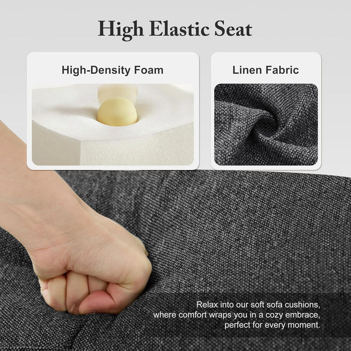 89 Inch ThreeSeater Upholstered Sofa DarkGrey LivingRoom