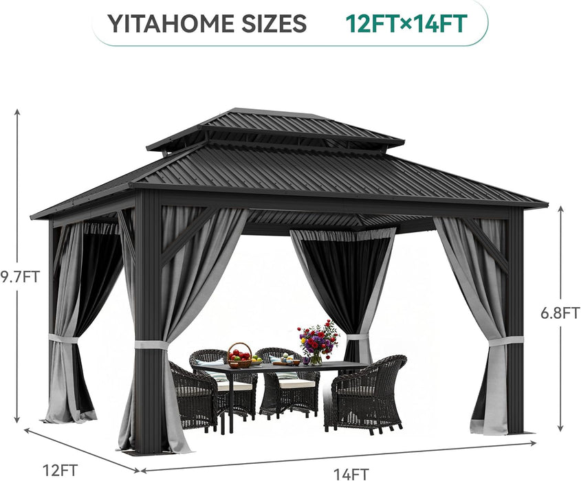 12x14 Ft Gazebo UVResistantCoating Galvanized Steel Outdoor