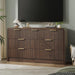 Fluted Drawers Dresser for Bedroom, Wood Dressers with Gold Handles, Modern Dressers with Wave Texture, Large Storage Chest of Drawers, Bedroom Dresser Organizer 55'' & 7 Drawers (Walnut)