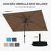 6.5' X 10' Rectangular Patio Umbrella with Solar LED Outdoor Table Umbrella Aluminum Frame Market Umbrella Sun Umbrella for Garden Deck Lawn Pool Taupe