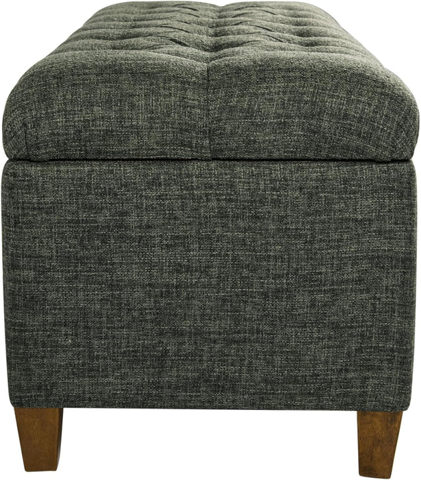 Home Decor Tufted Ainsley Button Storage Ottoman Bench with Hinged Lid Ottoman Bench with Storage for Living Room & Bedroom, Green Clover Fabric