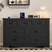 Seven Drawer Dresser Contemporary Walnut Wood Finish