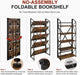 5 Tier Folding Bookshelf, No Assembly Foldable Storage Shelves, Brown
