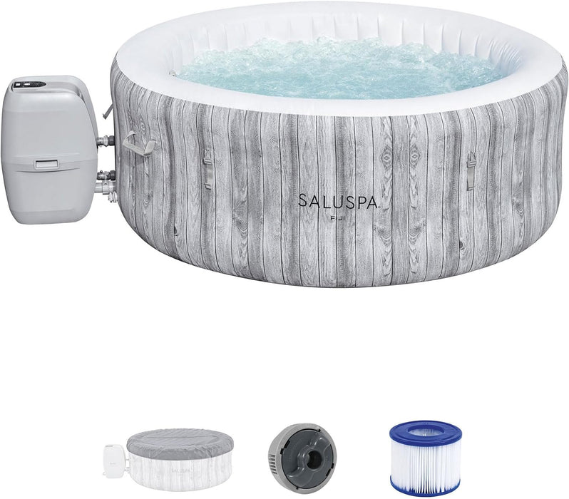 Saluspa Fiji Airjet 2 to 4 Person Inflatable Hot Tub round Portable Outdoor Spa with 120 Soothing Airjets and Cover, Gray