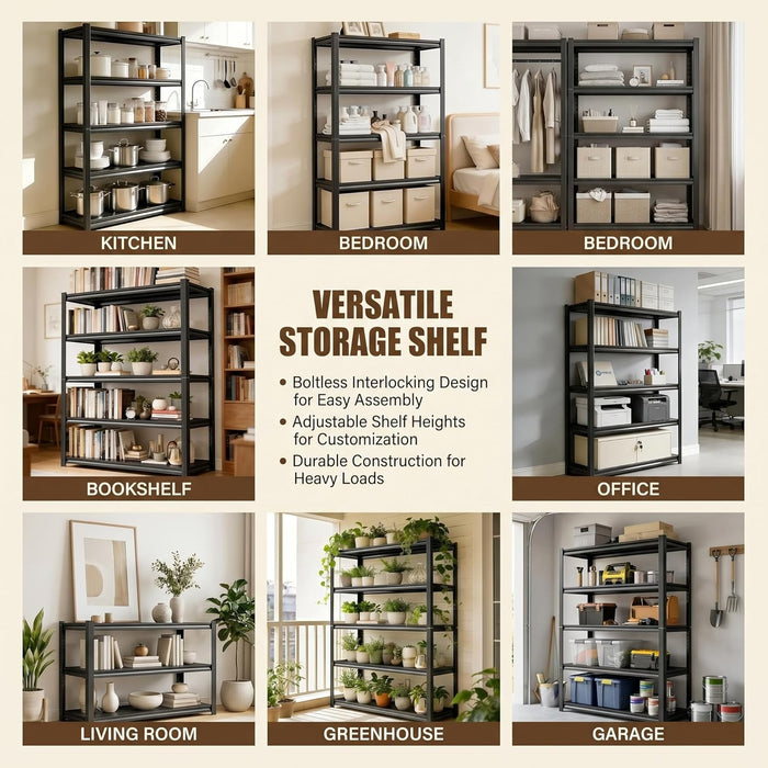 Six Tier Metal Bookshelf HeavyDuty Floorstanding Tall