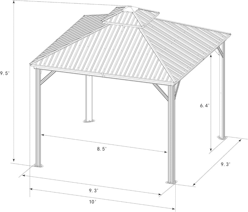 Caesar 10x10 Grey Metal Hardtop Gazebo NettingEnclosure