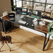 Computer Desk, 70 Inch Office Desk, Gaming Desk with Storage, Writing Desk Work Desk for Home Office, Study, Long Simple Desk, Large Legroom, Metal Frame, Rustic Brown and Black