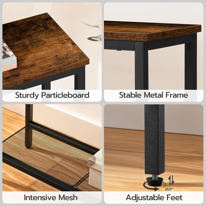 29.5" Narrow Console Table, Set of 2, Small Entryway Table with Shelf, 2 Tier Thin Sofa Table, behind Couch Table, Side Table, for Hallway, Living Room, Rustic Brown and Black BF74XGP201