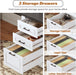 Office Desk with 3 Drawers, 55" Executive Computer Desk with Storage Drawers, Farmhouse Desk with Power Outlet for Home Office, White