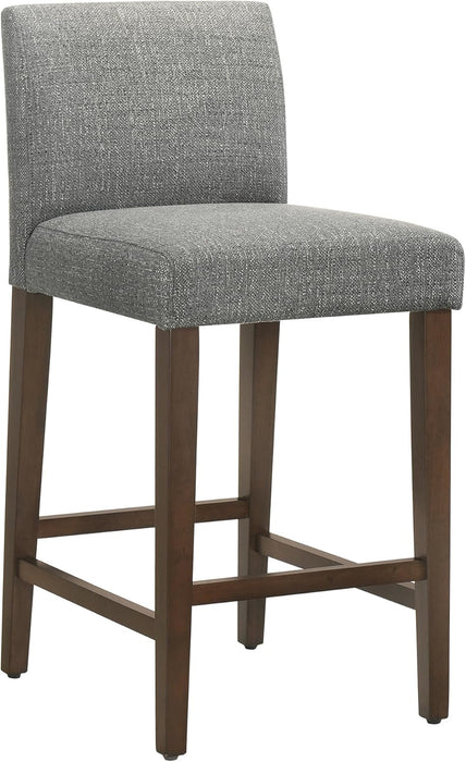 Counter Height Bar Stools Set of 3, 27" H Seat Height Upholstered Barstools, Fabric in Fog Grey